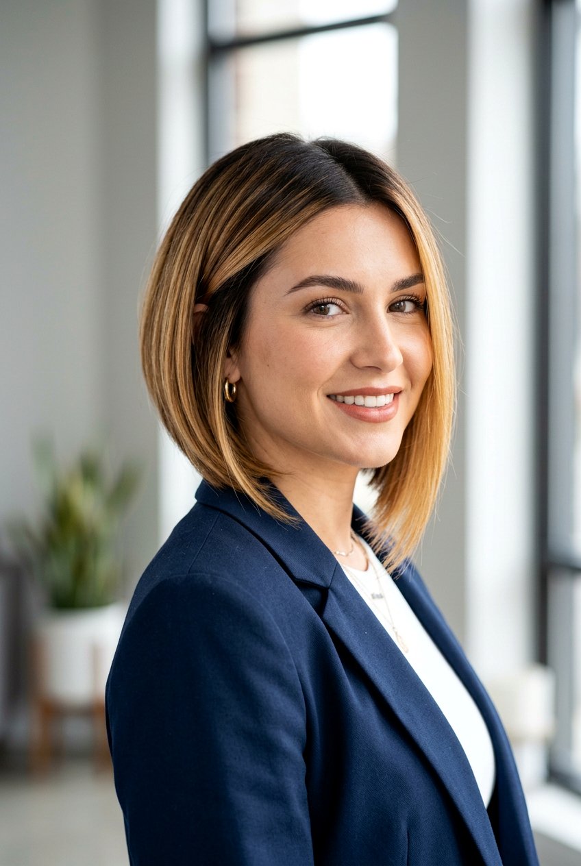 Honey Blonde Inverted Bob - 20 brunette bob balayage ideas - 20 brunette bob balayage ideas