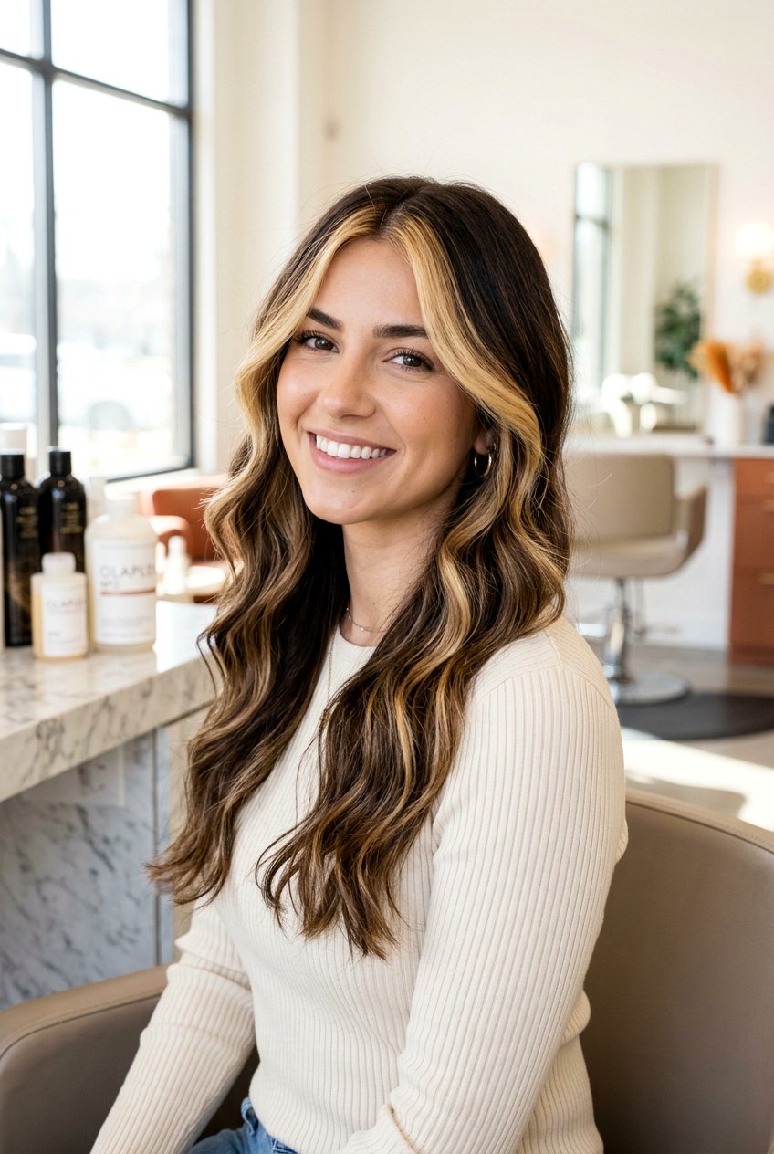 Honey Blonde Money Piece with Balayage on Dark Hair - 20 money piece with balayage - 20 money piece with balayage