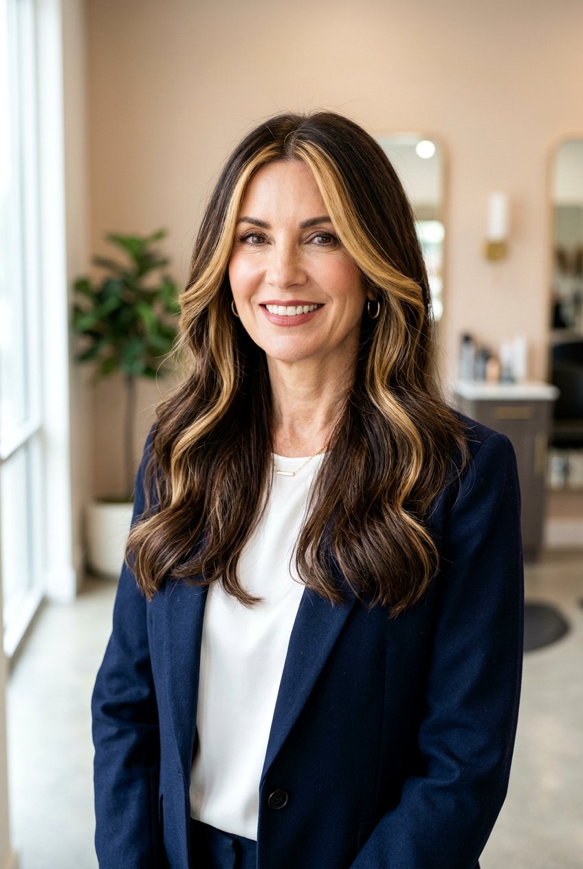 Honey Blonde Money Piece - 20 face framing highlights for mature brunettes - 20 face framing highlights for mature brunettes