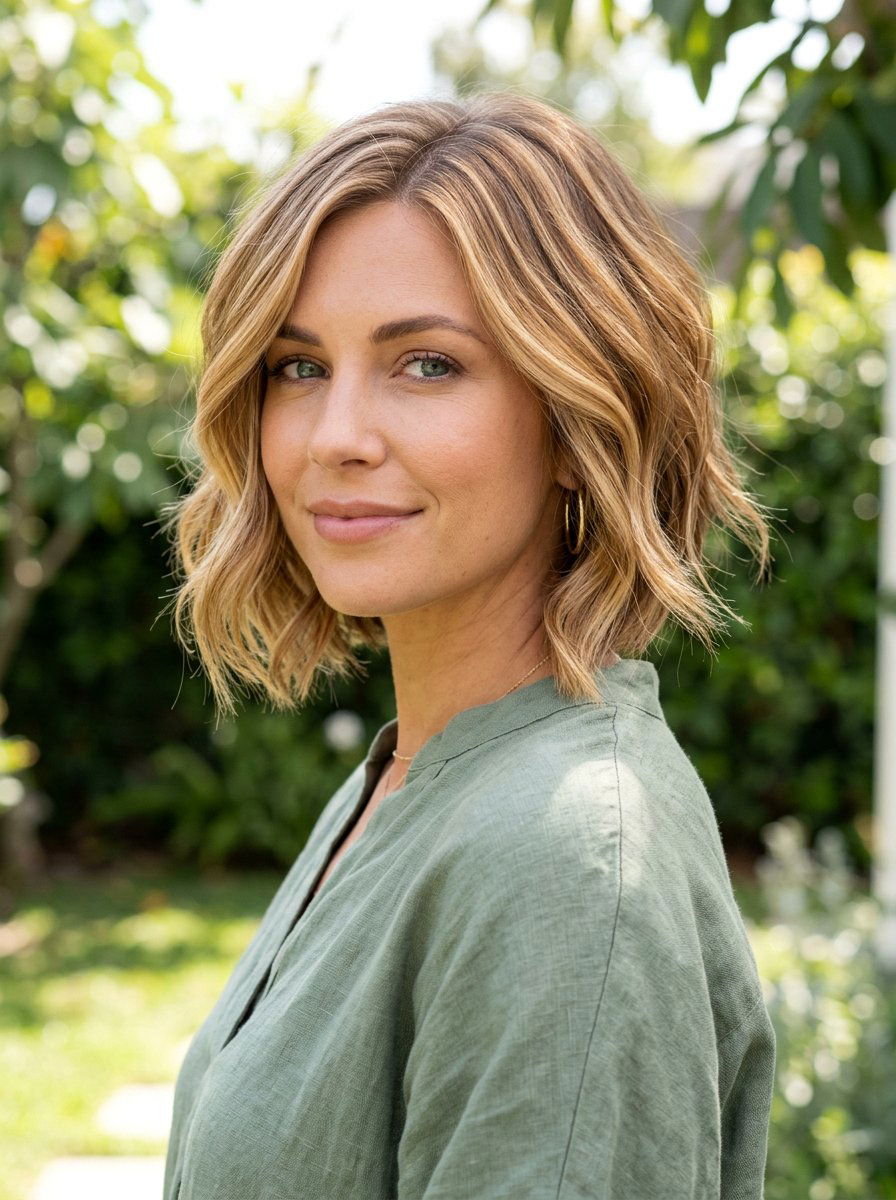 Honey Blonde Ribbons on Bob Haircut - 20 warm honey blonde with ribbons - 20 warm honey blonde with ribbons