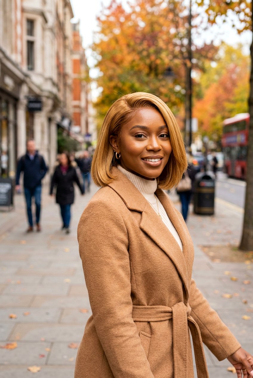 Honey Blonde Silk Press Bob - 20 black women silk press bob ideas - 20 black women silk press bob ideas