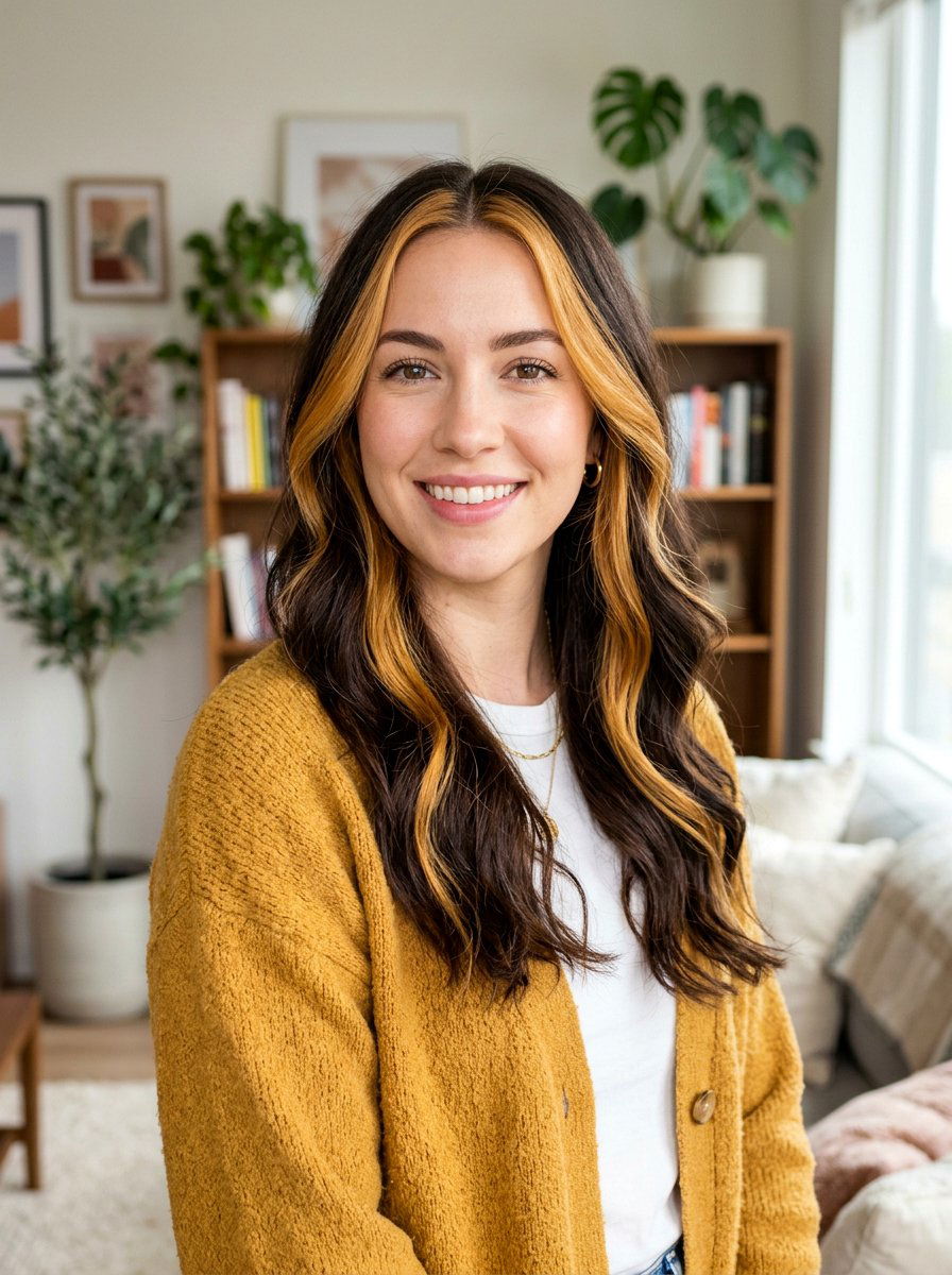 Honey Blonde Skunk Stripe Money Piece - 20 skunk stripe money piece hair - 20 skunk stripe money piece hair