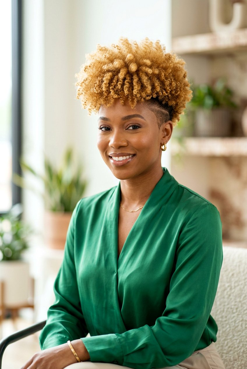 Honey Blonde Tapered Fro - 20 tapered fro with color for women - 20 tapered fro with color for women