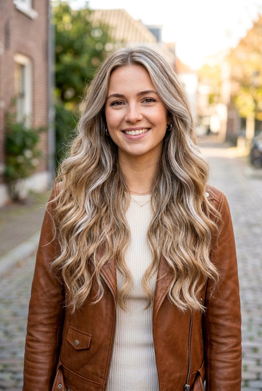 Honey Blonde and Silver Highlight Balayage - 20 gray blending balayage for blondes - 20 gray blending balayage for blondes