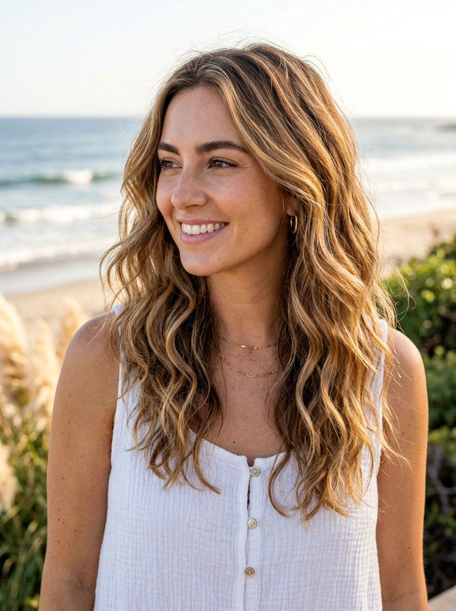 Honey Bronde Balayage With Beach Waves - 20 honey bronde balayage - 20 honey bronde balayage