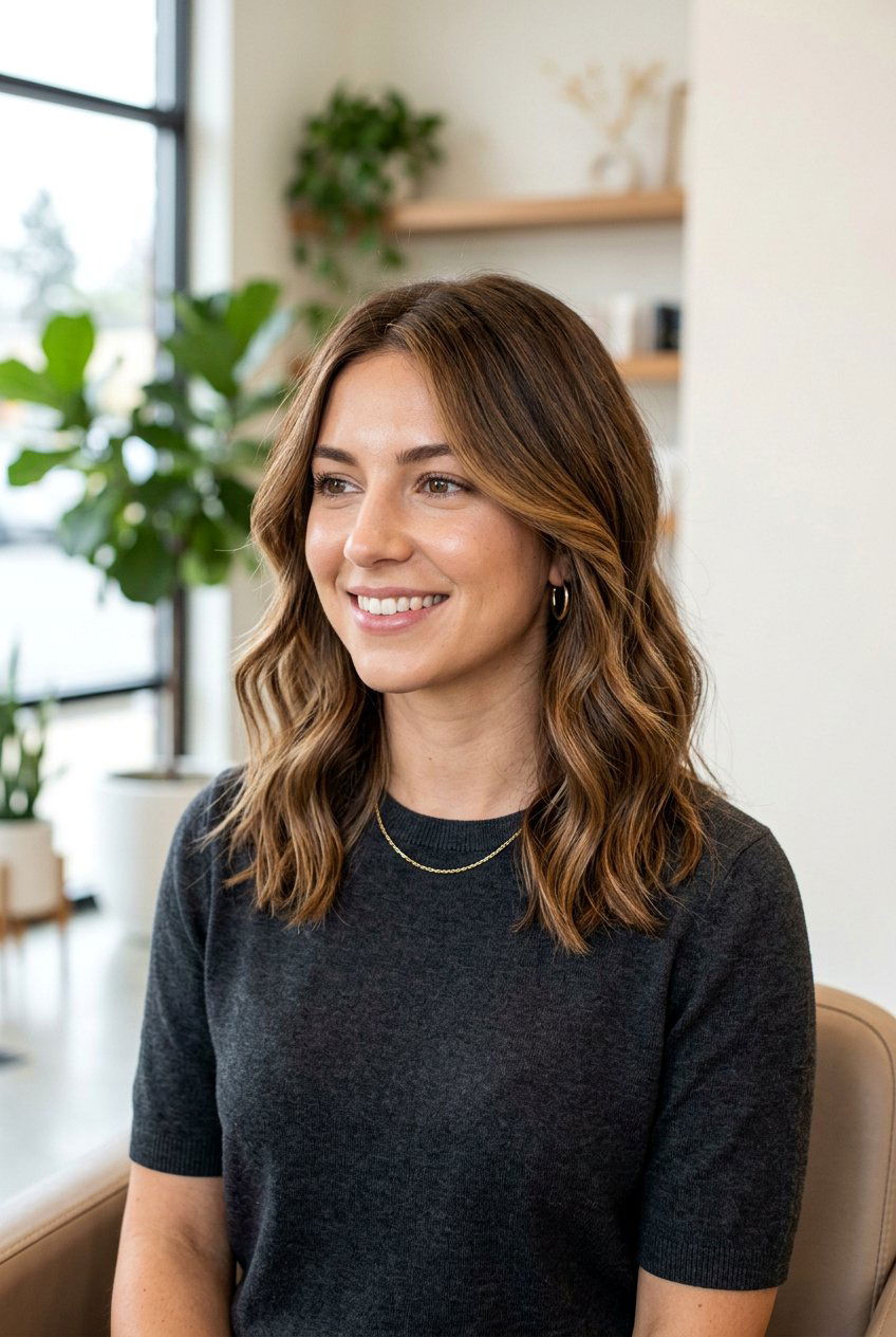 Honey Brown Balayage Lob Haircut - 20 honey brown balayage - 20 honey brown balayage