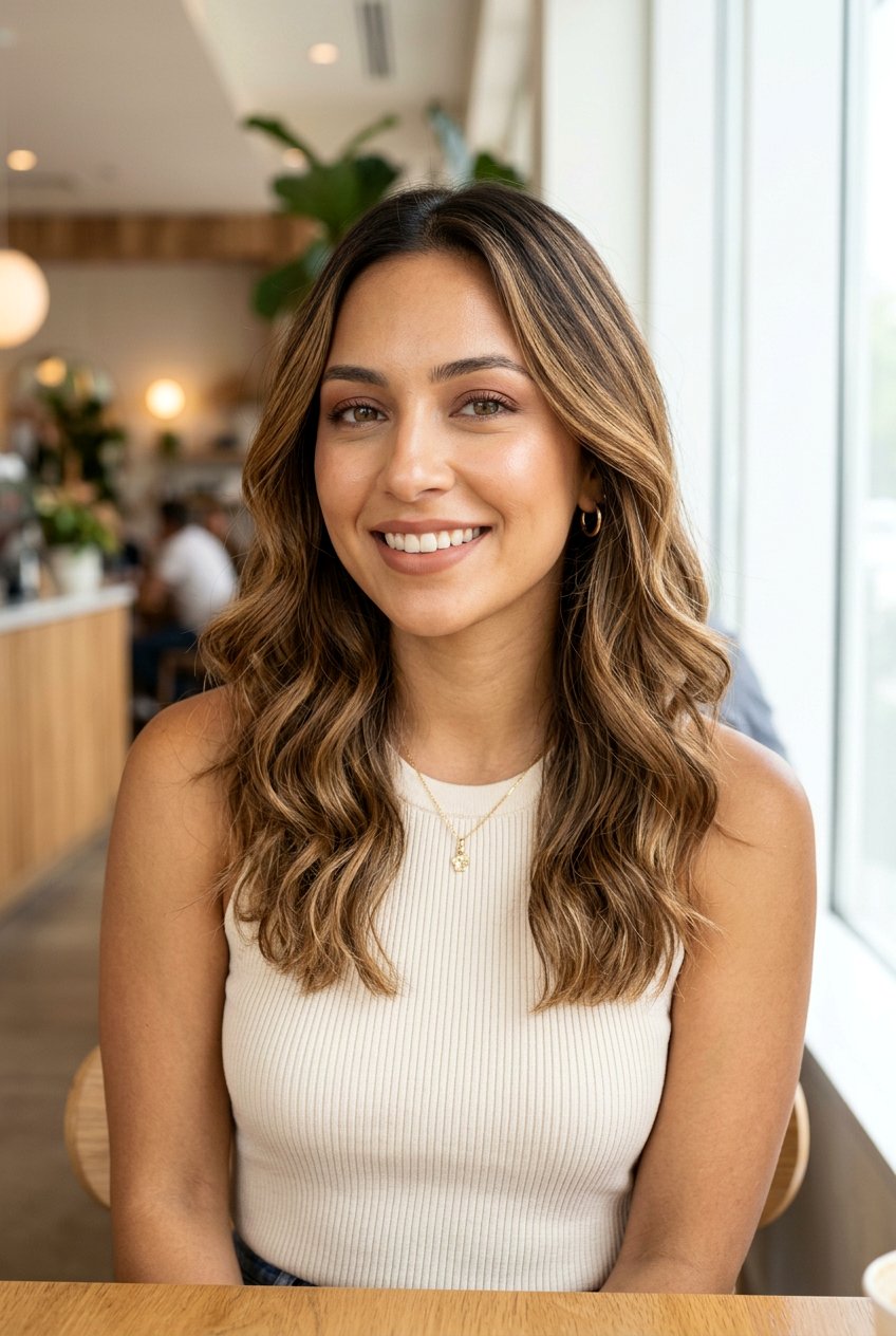 Honey Brown Balayage On Olive Skin Tone - 20 honey brown balayage - 20 honey brown balayage