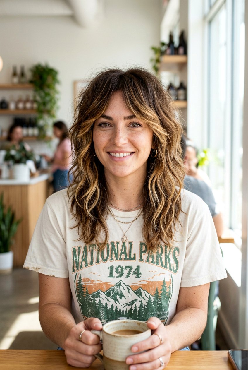 Honey Brunette Balayage Shag - 20 brunette balayage for shoulder length layers - 20 brunette balayage for shoulder length layers