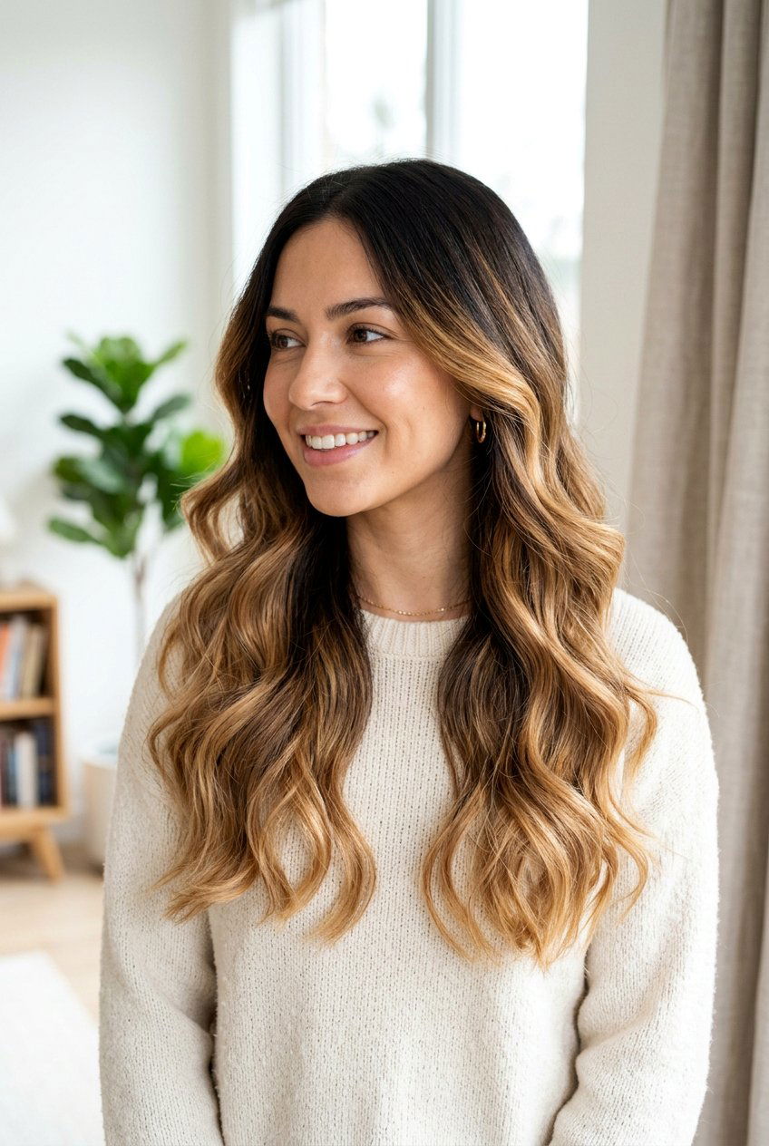 Honey Caramel Sombre - 20 honey caramel highlights for brunettes - 20 honey caramel highlights for brunettes