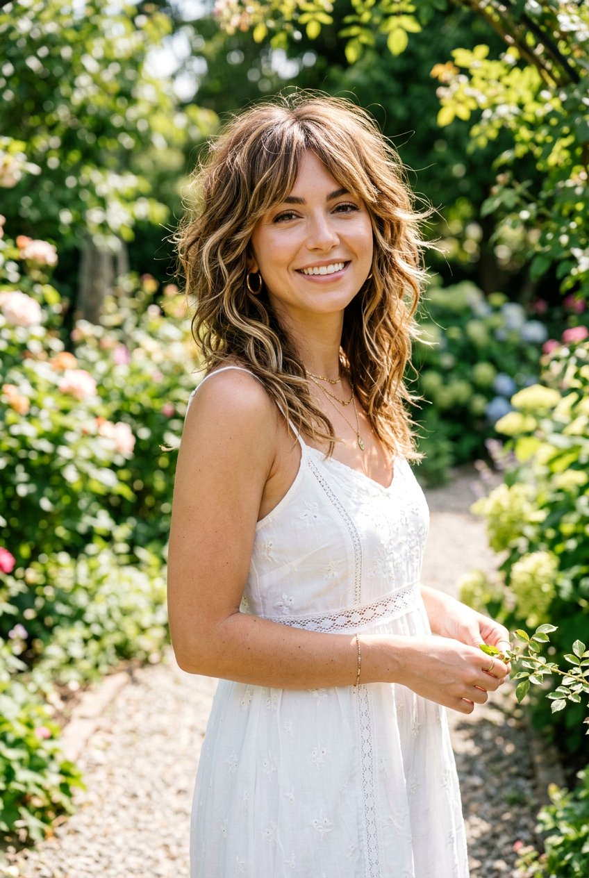 Honey Highlighted Brunette Shag - 20 brunette shag hair color ideas - 20 brunette shag hair color ideas