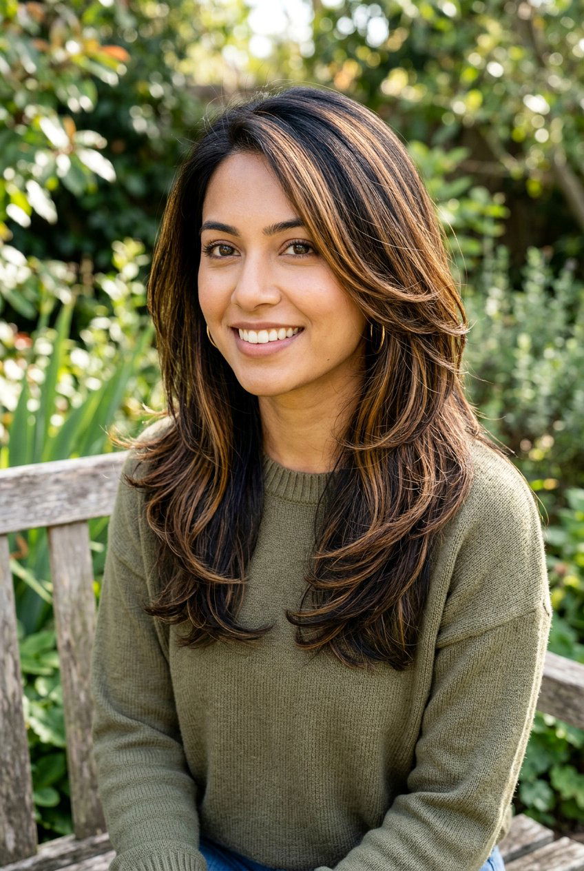 Honey Highlights On Layered Black Hair - 20 face framing highlights for black hair - 20 face framing highlights for black hair