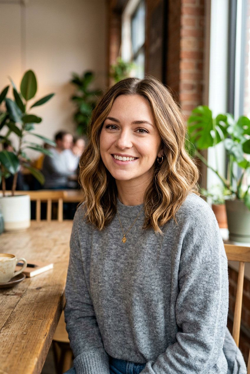 Honey Highlights On Wavy Lob Haircut - 20 summer honey highlights - 20 summer honey highlights