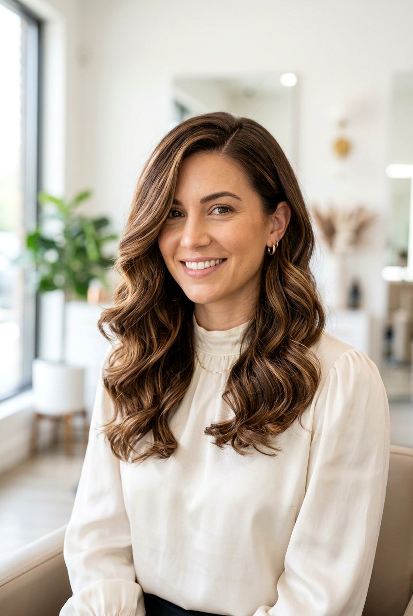 Honey Ribbons On Brunette Hair With Soft Curls - 20 honey ribbons on brunette hair - 20 honey ribbons on brunette hair