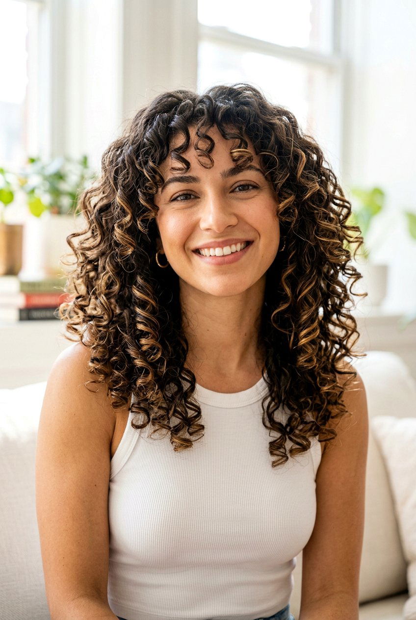 Honey Ribbons On Curly Brunette Hair - 20 honey ribbons on brunette hair - 20 honey ribbons on brunette hair