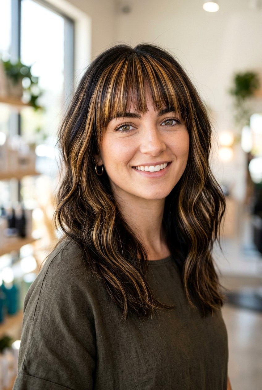 Honey highlights on dark hair with bangs - 20 honey highlights on dark hair - 20 honey highlights on dark hair