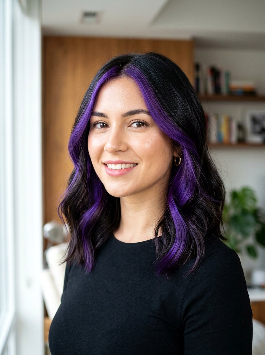 How To Maintain Purple Money Piece On Dark Hair - 20 purple money piece on dark hair - 20 purple money piece on dark hair