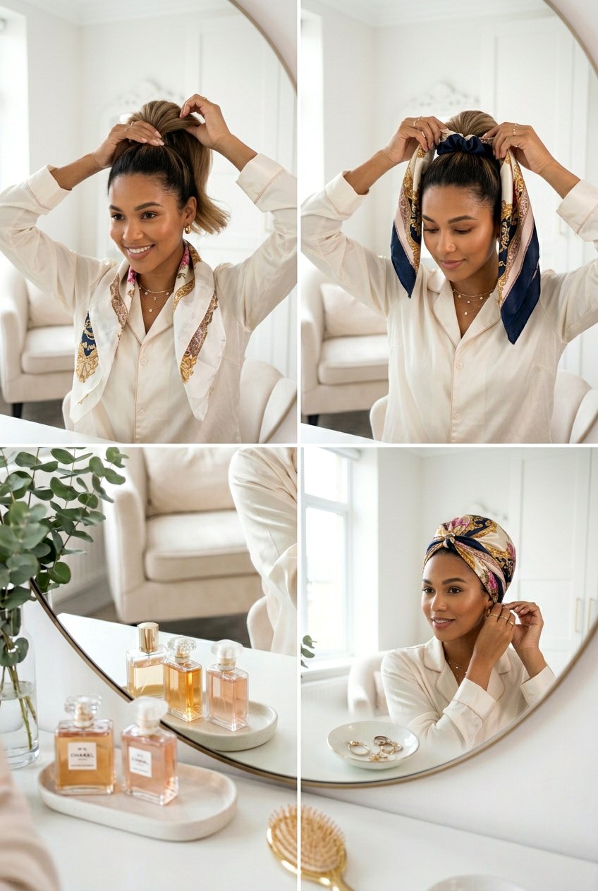 How To Tie Satin Scarf For Blowout - 20 satin scarf overnight hairstyle - 20 satin scarf overnight hairstyle