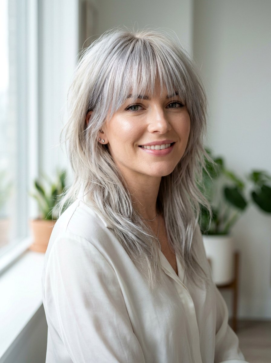 Ice Blonde Silver Shag - 20 silver shag hair color ideas - 20 silver shag hair color ideas