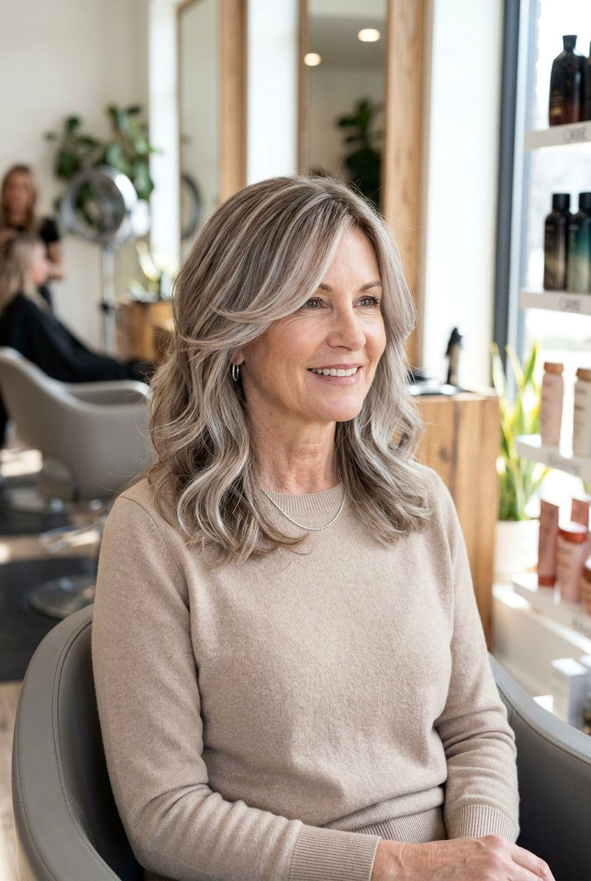 Iced Beige Silver Balayage - 20 silver balayage for mature women - 20 silver balayage for mature women