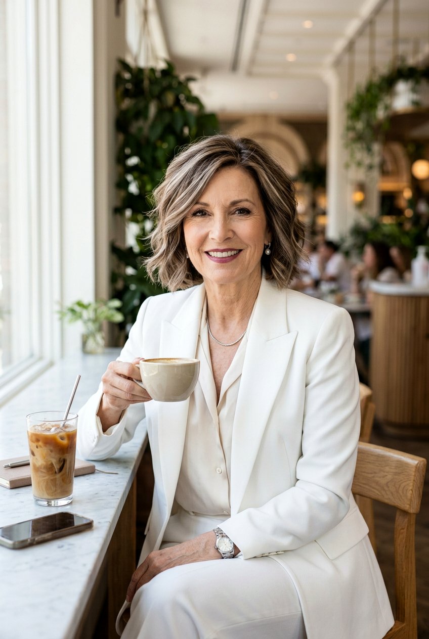 Iced Coffee Highlights - 20 dimensional brunette for women over 60 - 20 dimensional brunette for women over 60