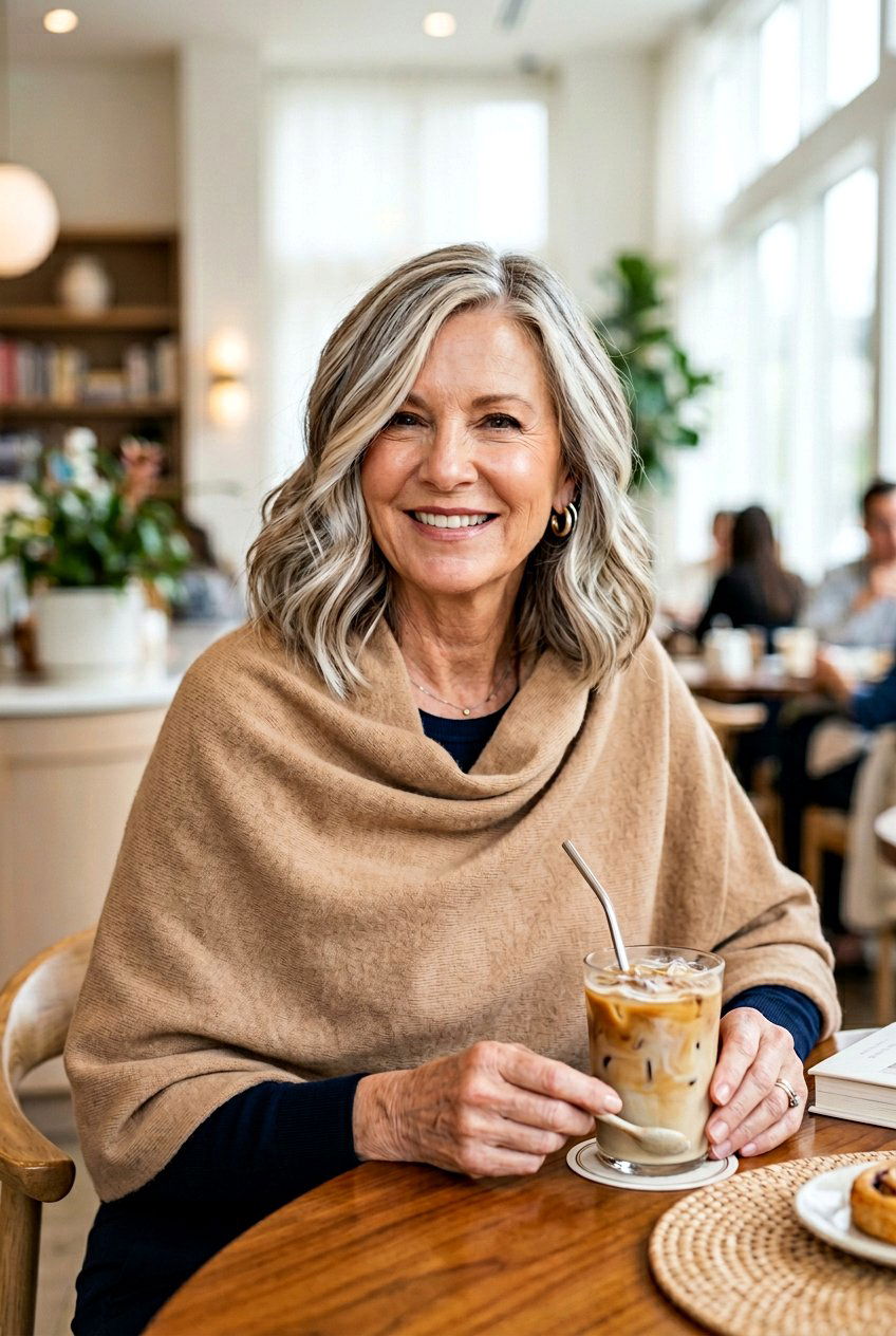 Iced Latte Highlights - 20 gray blending highlights for women over 60 - 20 gray blending highlights for women over 60