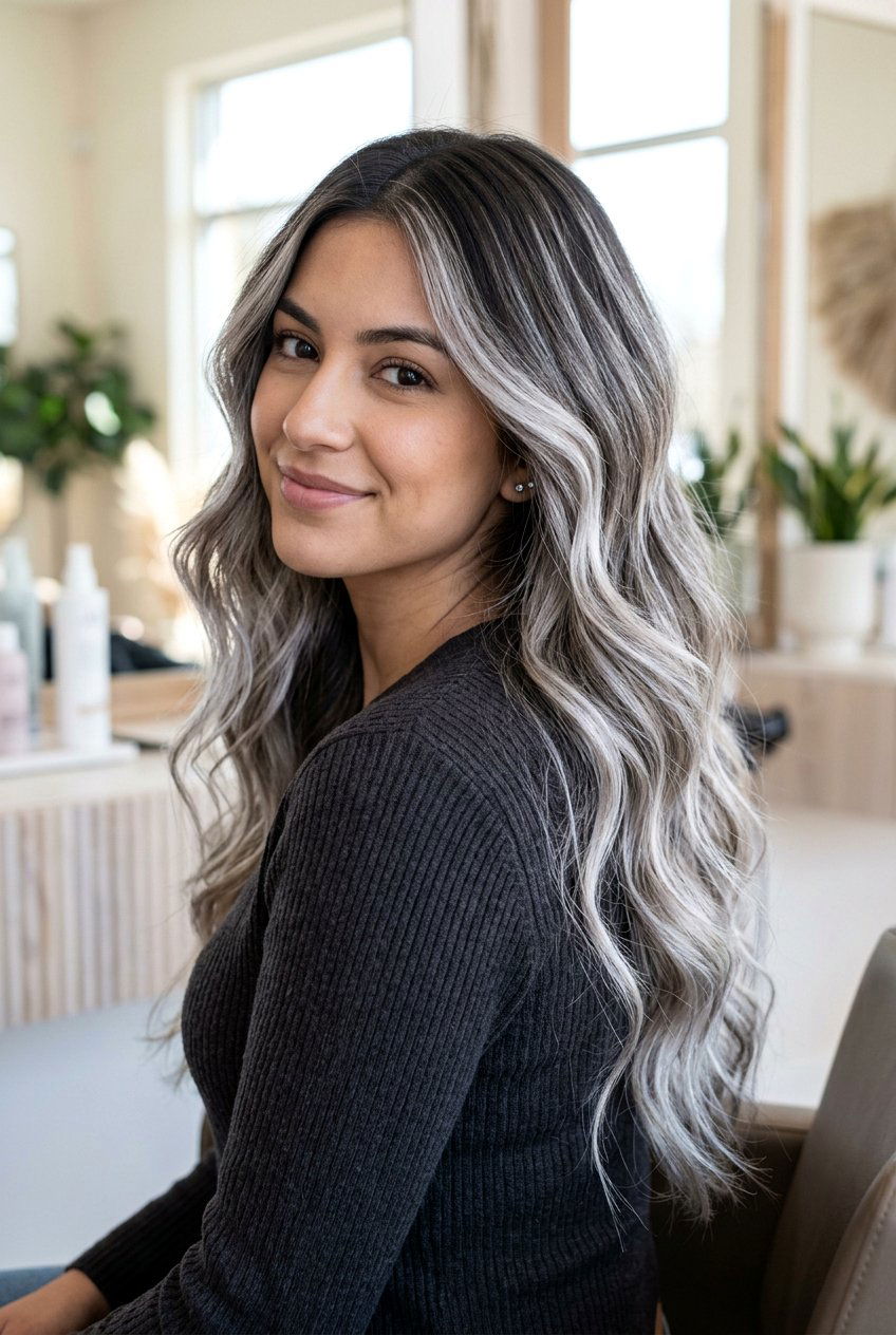 Icy Ash Brown Balayage - 20 ash brown balayage hair - 20 ash brown balayage hair