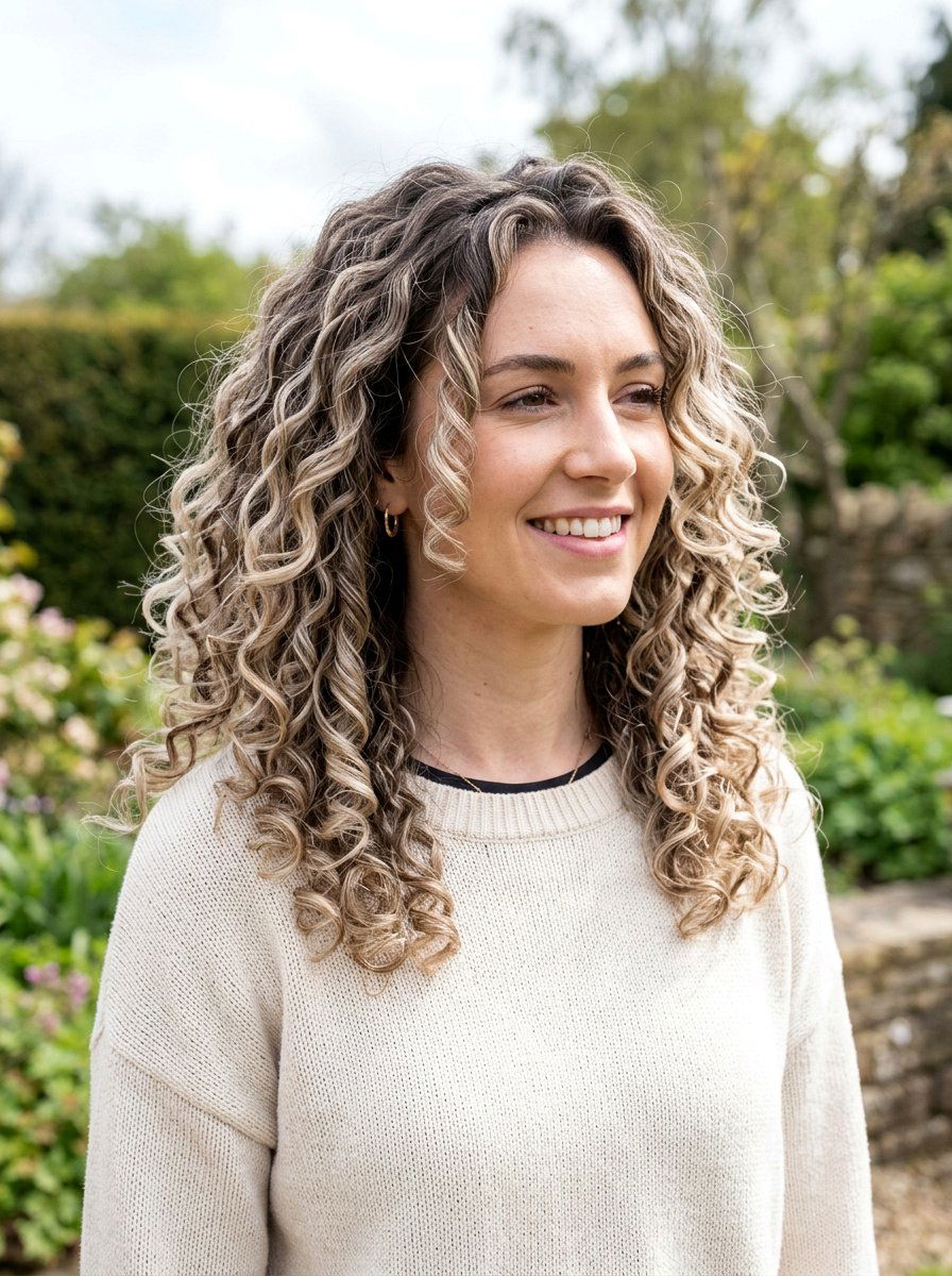 Icy Beige Blonde Balayage On Curly Hair - 20 icy beige blonde balayage - 20 icy beige blonde balayage