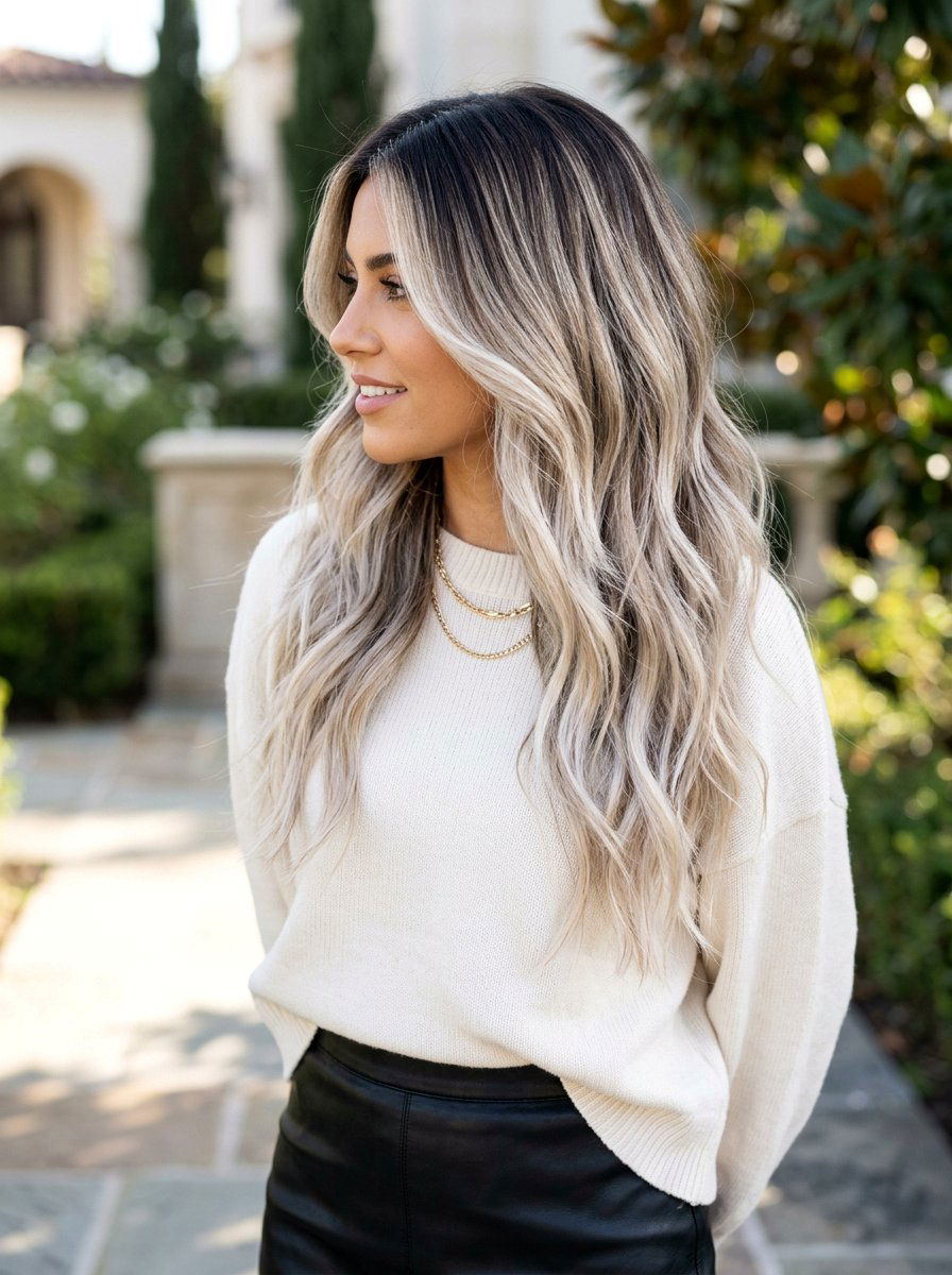 Icy Beige Blonde Balayage On Dark Roots - 20 icy beige blonde balayage - 20 icy beige blonde balayage