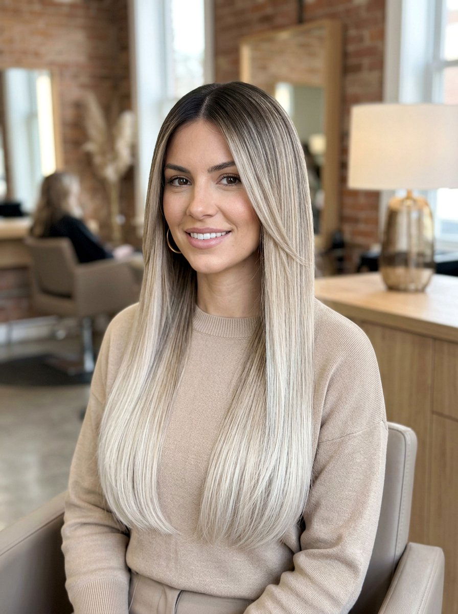 Icy Beige Blonde Balayage On Long Straight Hair - 20 icy beige blonde balayage - 20 icy beige blonde balayage