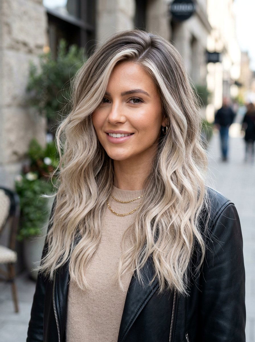 Icy Beige Blonde Balayage With Side Part - 20 icy beige blonde balayage - 20 icy beige blonde balayage