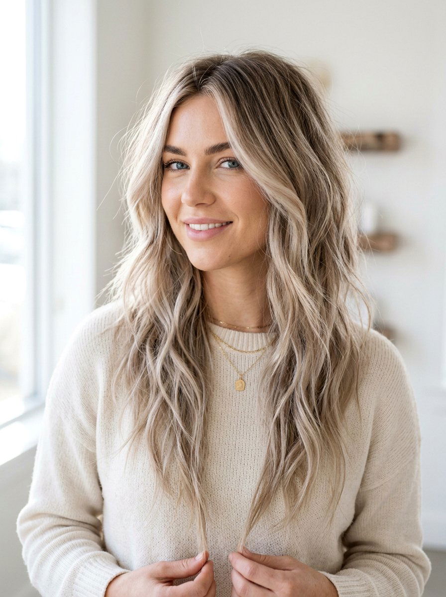 Icy Beige Blonde Balayage With Textured Layers - 20 icy beige blonde balayage - 20 icy beige blonde balayage