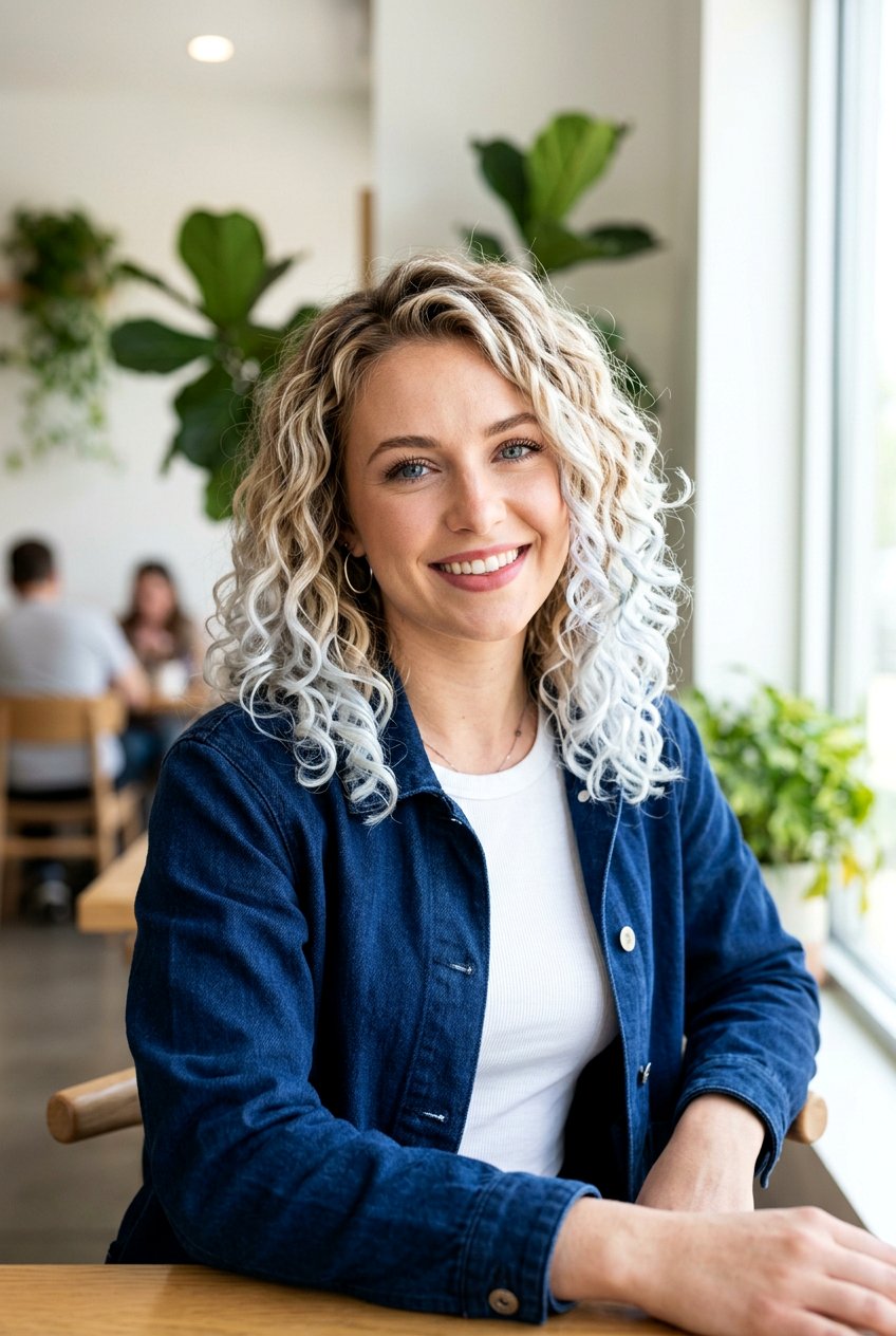 Icy Blonde Balayage Curly Lob - 20 blonde balayage for curly lob - 20 blonde balayage for curly lob