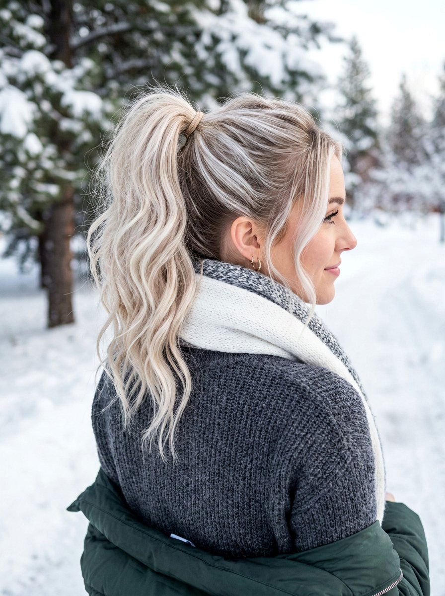 Icy Blonde Balayage High Ponytail - 20 winter icy blonde balayage - 20 winter icy blonde balayage