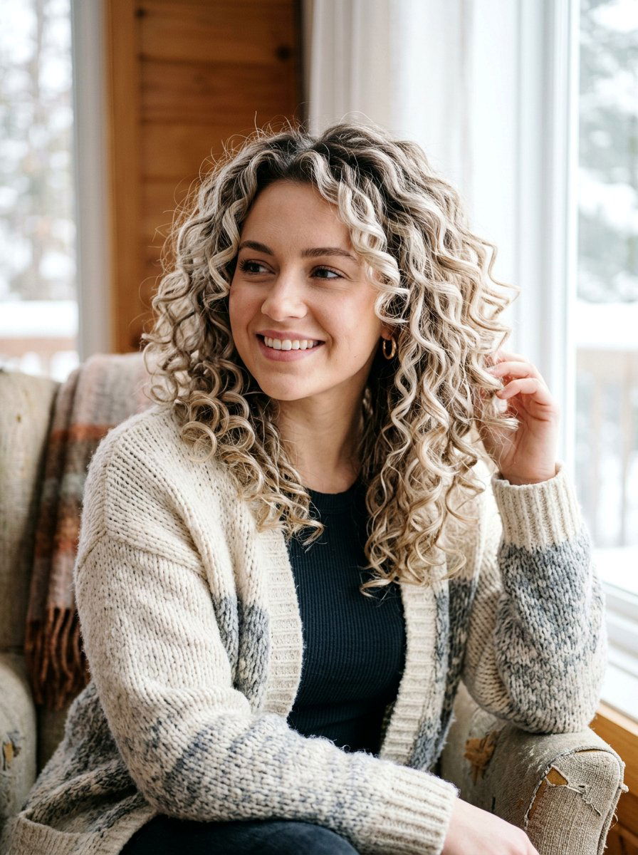 Icy Blonde Balayage On Curly Hair - 20 winter icy blonde balayage - 20 winter icy blonde balayage