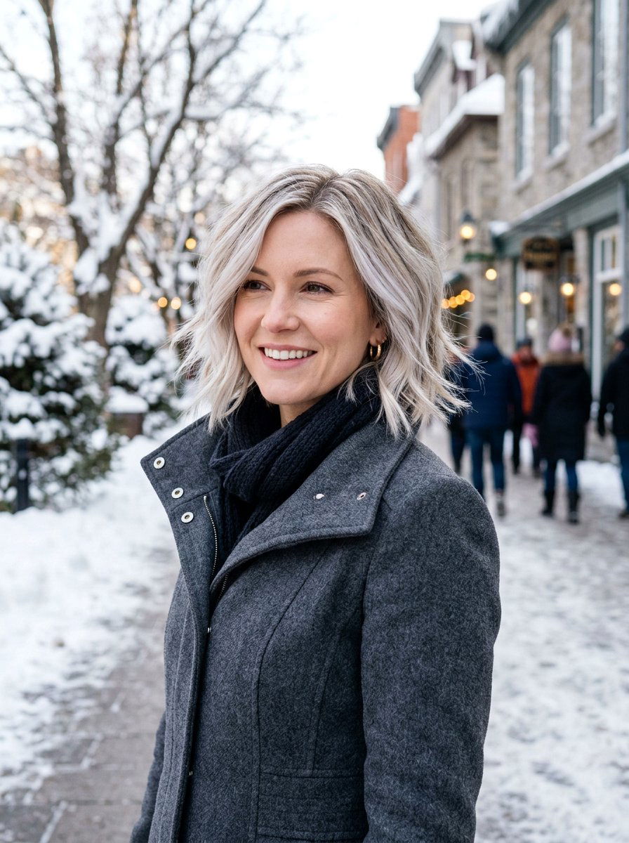 Icy Blonde Balayage On Layered Bob - 20 winter icy blonde balayage - 20 winter icy blonde balayage