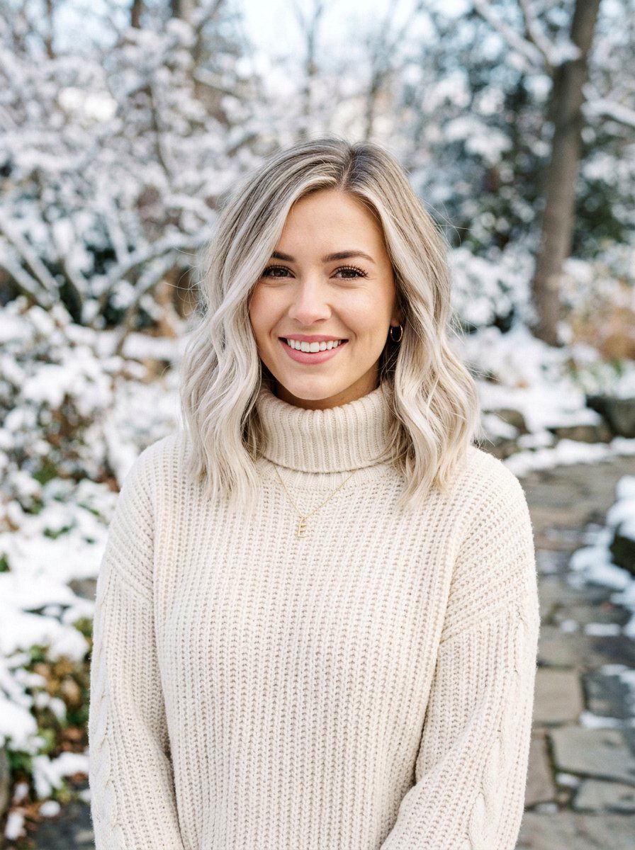 Icy Blonde Balayage On Shoulder Length Hair - 20 winter icy blonde balayage - 20 winter icy blonde balayage