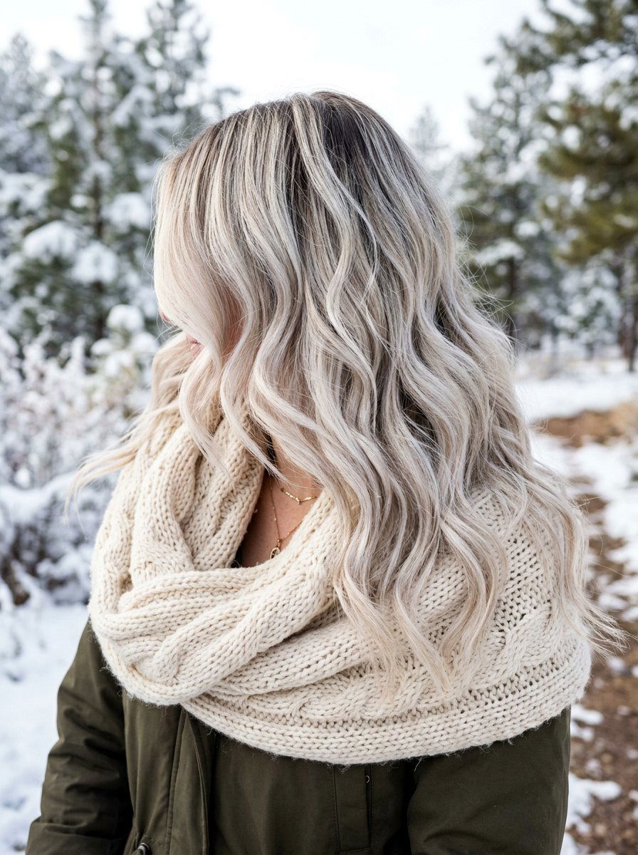 Icy Blonde Balayage On Wavy Hair - 20 winter icy blonde balayage - 20 winter icy blonde balayage