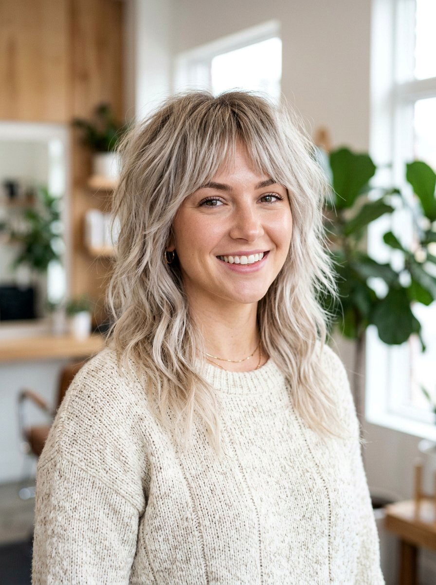 Icy Blonde Balayage Shag Haircut - 20 winter icy blonde balayage - 20 winter icy blonde balayage