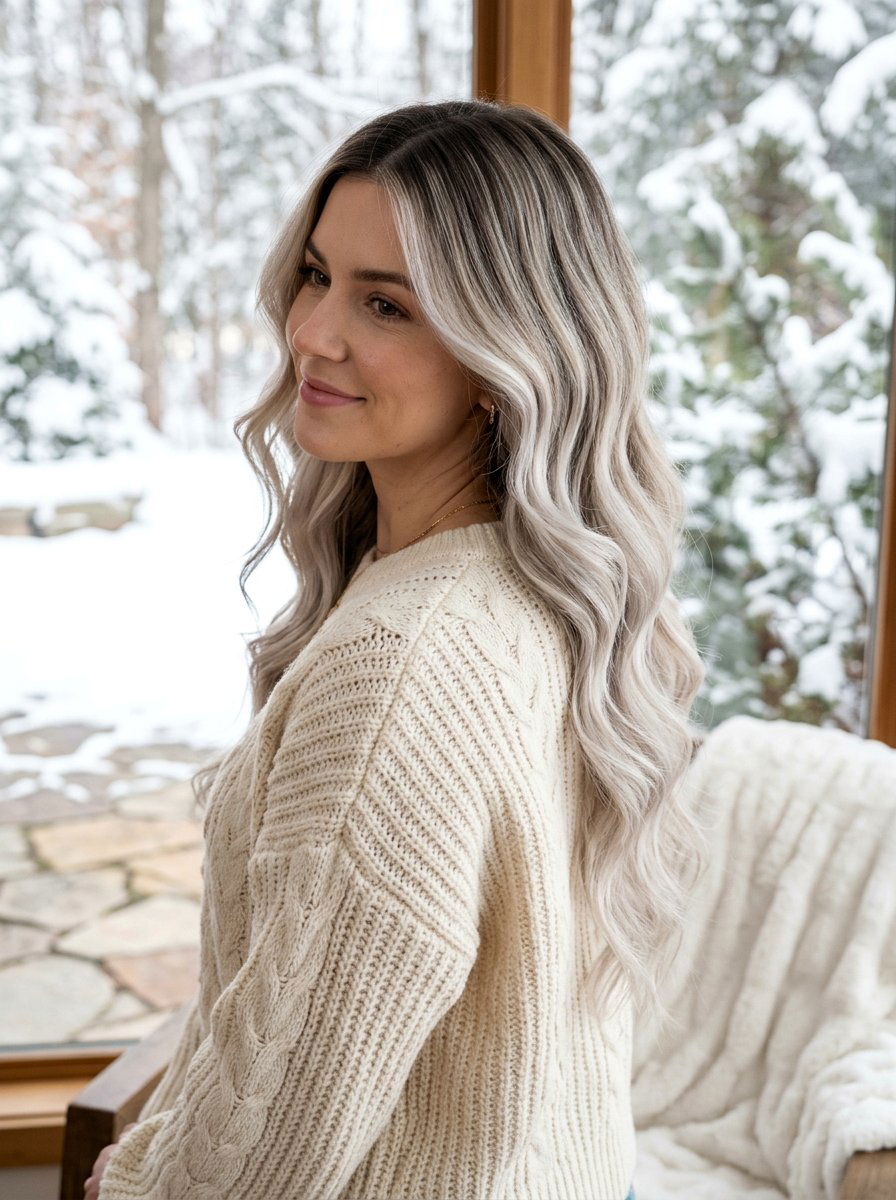 Icy Blonde Balayage With Root Shadow - 20 winter icy blonde balayage - 20 winter icy blonde balayage