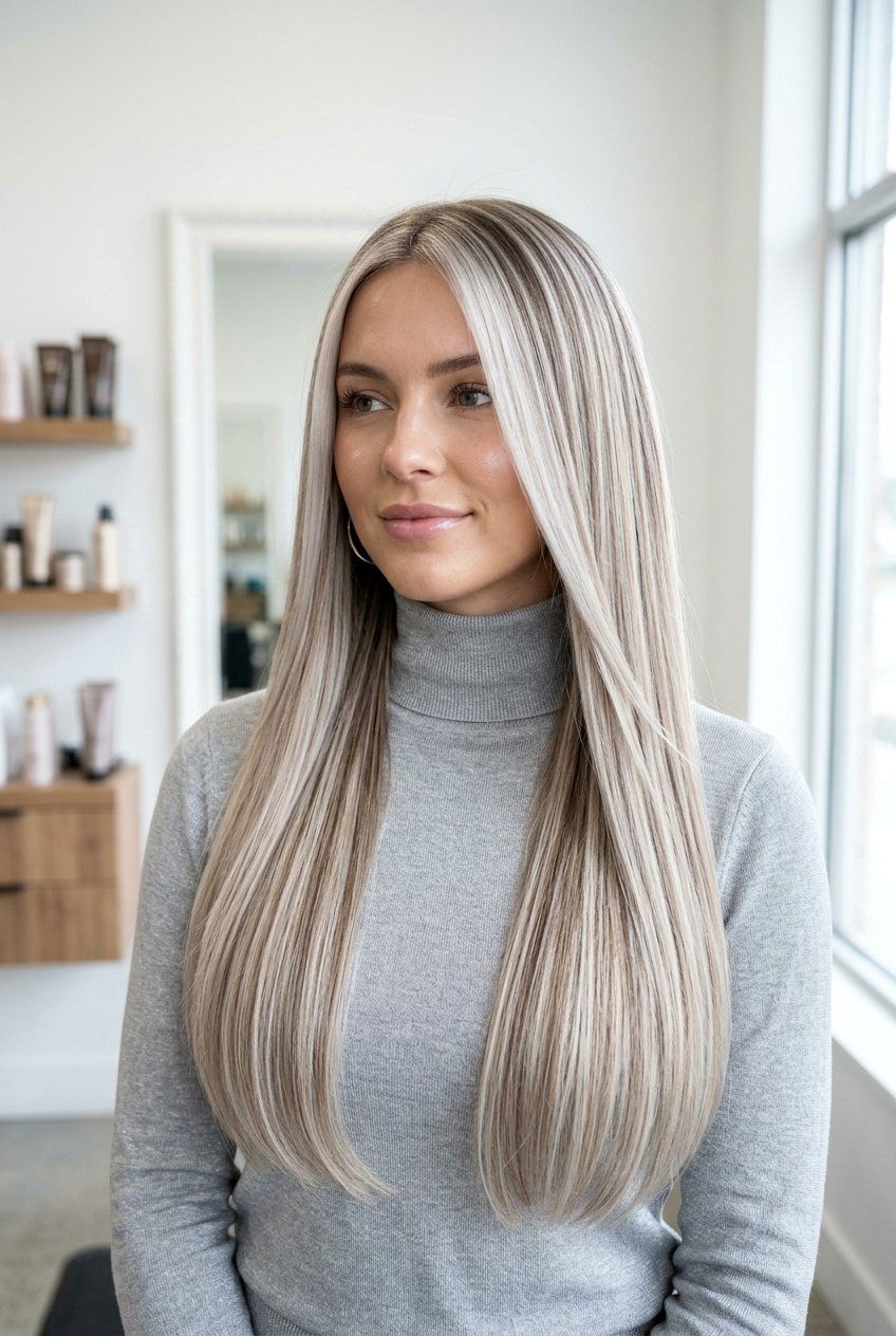 Icy Blonde Balayage with Lowlights - 20 dimensional blonde balayage - 20 dimensional blonde balayage