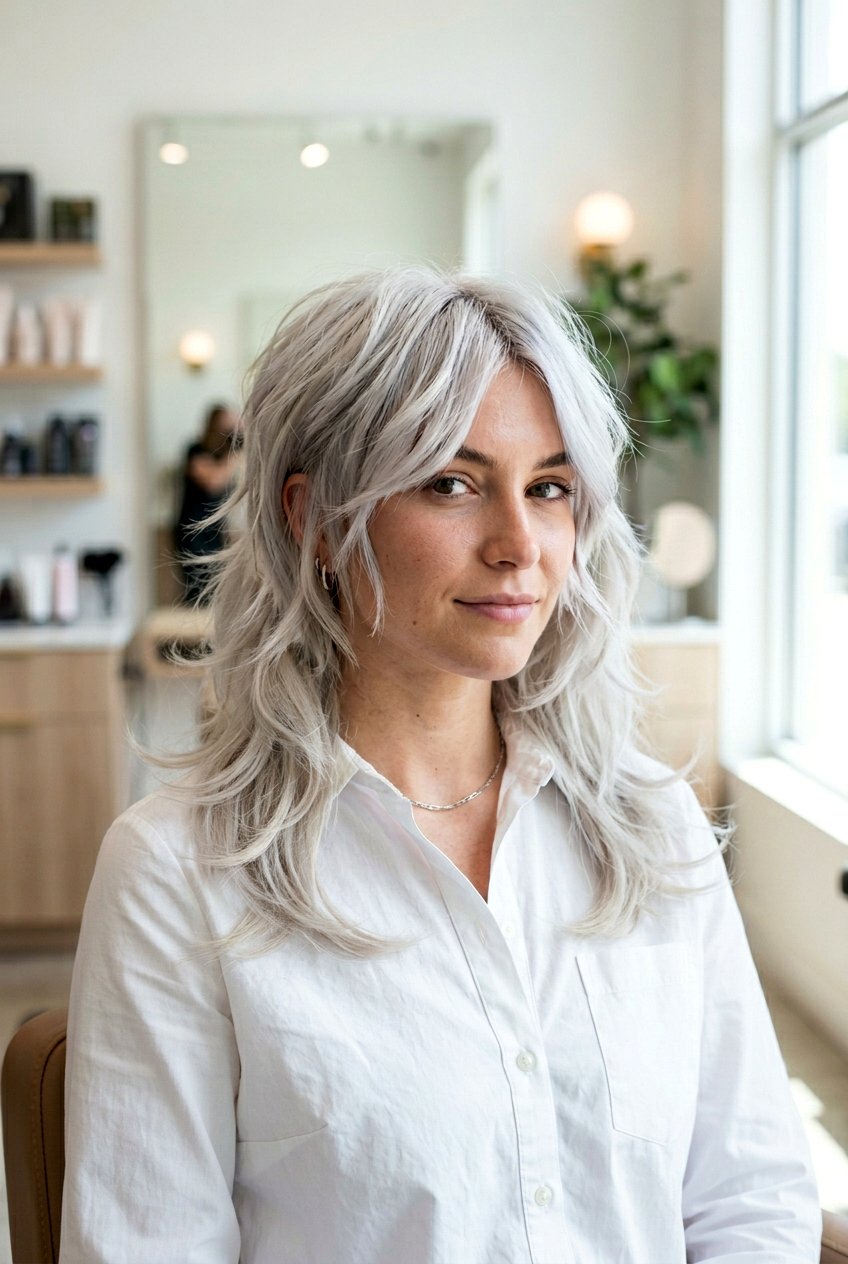 Icy Blonde Butterfly Cut - 20 blonde butterfly haircut color ideas - 20 blonde butterfly haircut color ideas