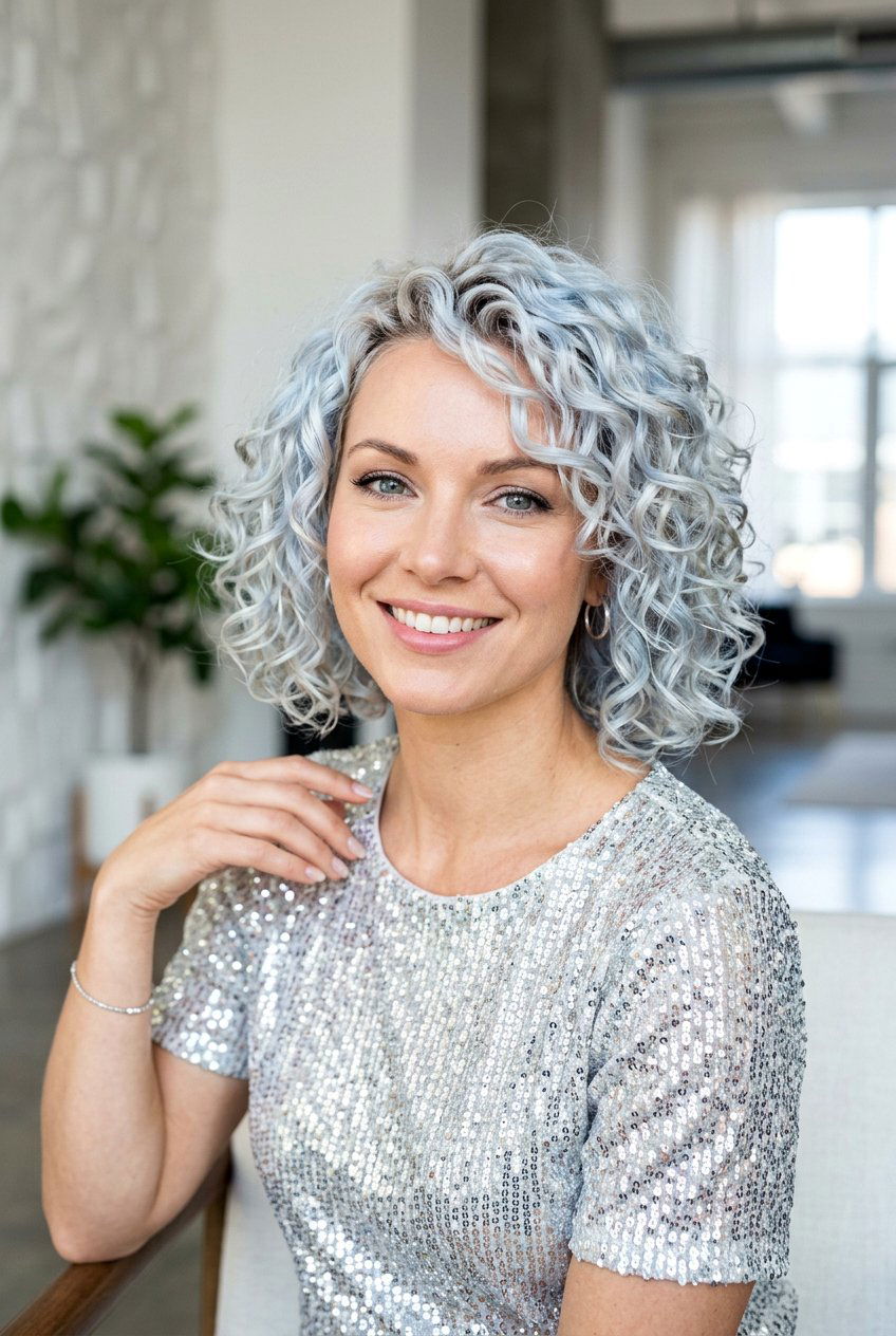 Icy Blonde Curly Bob - 20 hair color ideas for curly bob hair - 20 hair color ideas for curly bob hair