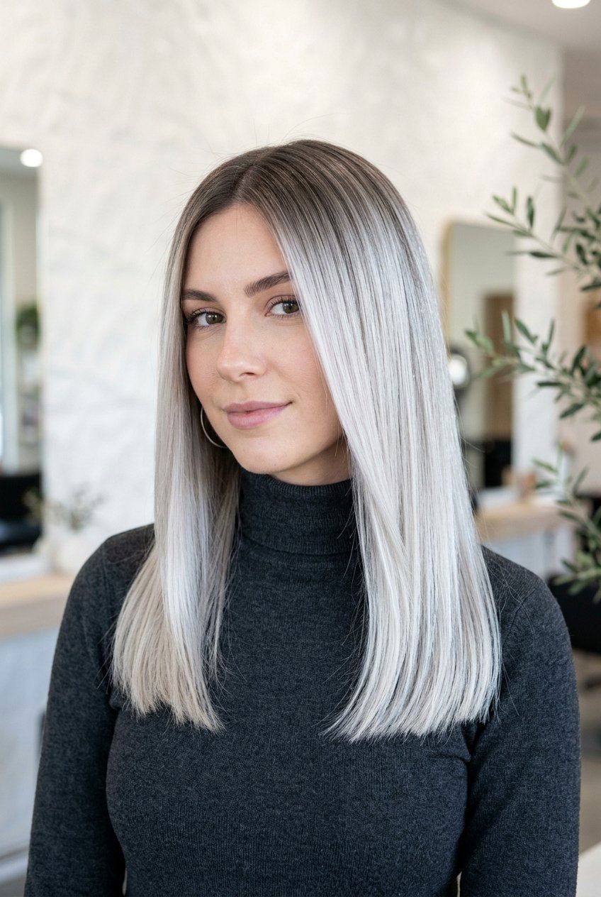 Icy Blonde Hair with Root Smudge - 20 blonde hair makeover ideas - 20 blonde hair makeover ideas