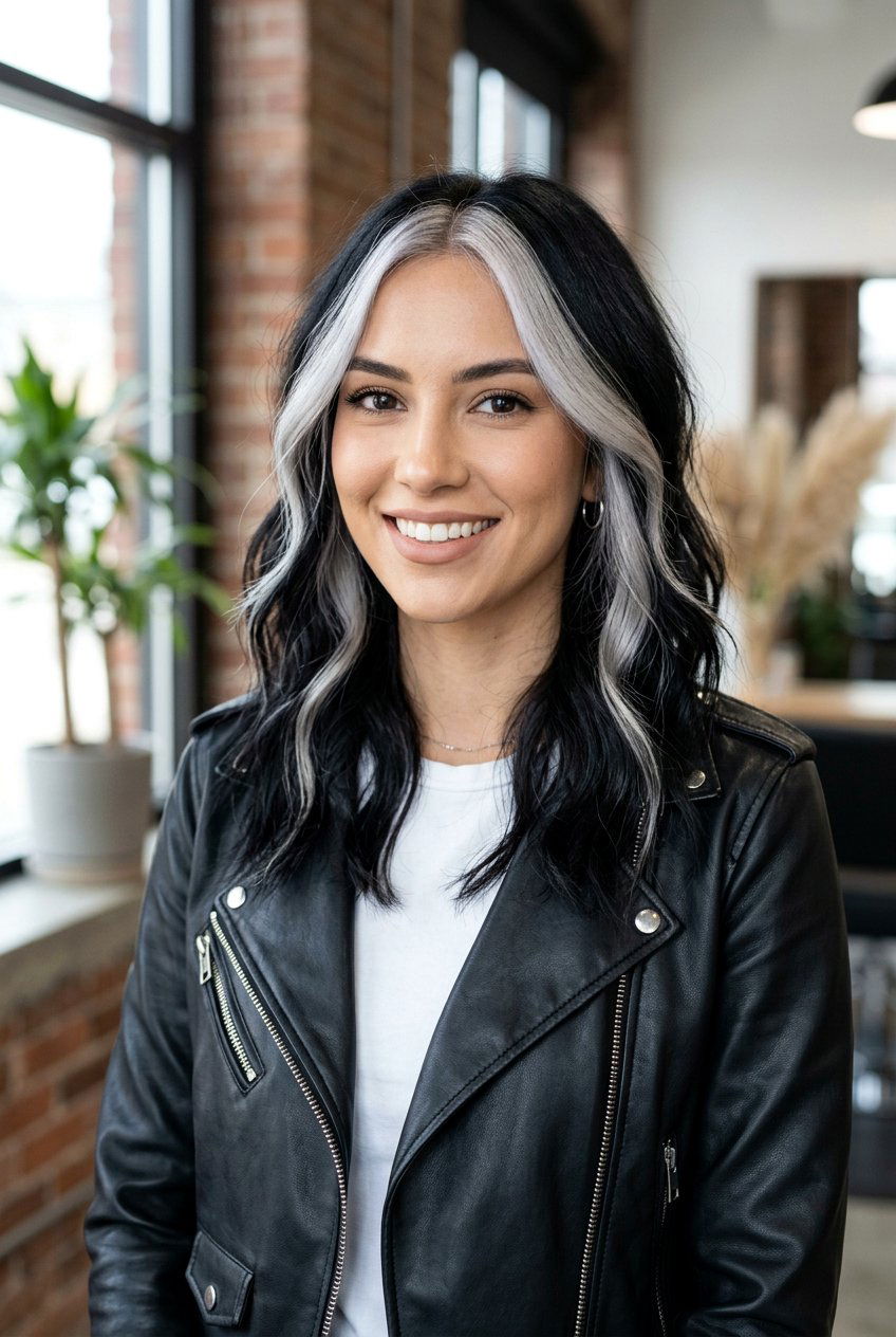 Icy Blonde Money Piece On Black Hair - 20 cool silver blonde highlights - 20 cool silver blonde highlights