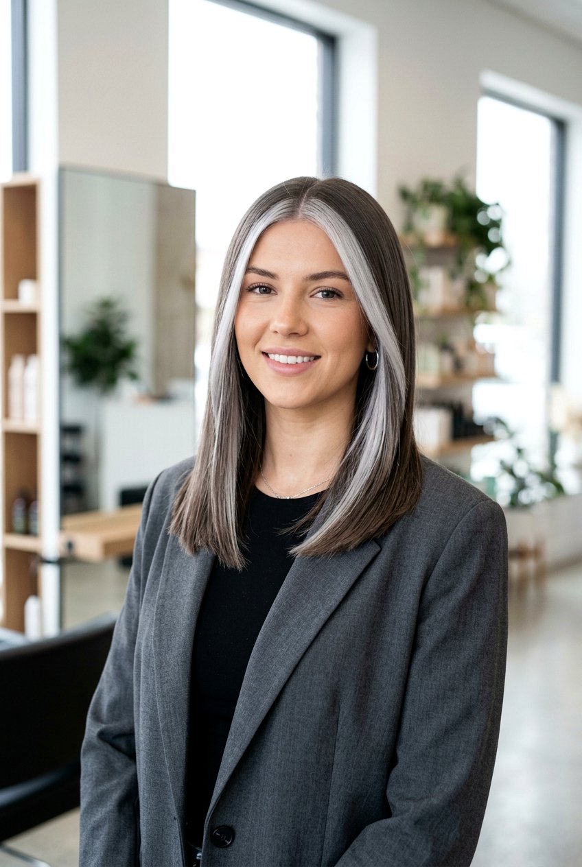 Icy Blonde Money Piece on Ash Brown Hair - 20 bold money piece ideas - 20 bold money piece ideas