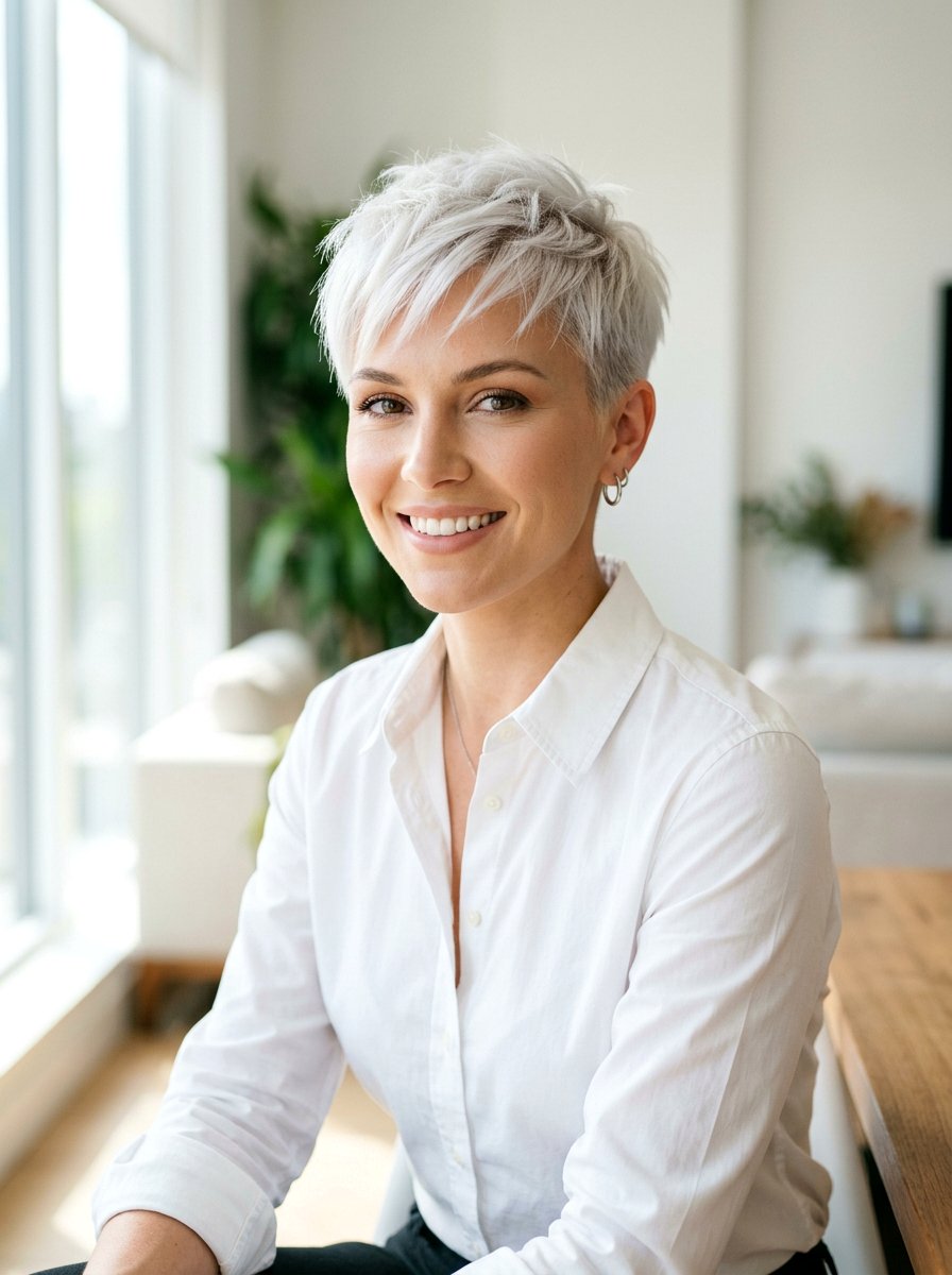 Icy Blonde Pixie Cut - 20 salon color ideas for pixie cuts - 20 salon color ideas for pixie cuts