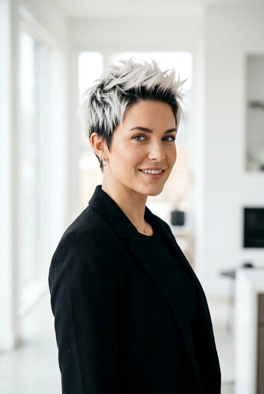 Icy Blonde Pixie Cut Root Shadow - 20 rooted platinum blonde for women over 50 - 20 rooted platinum blonde for women over 50