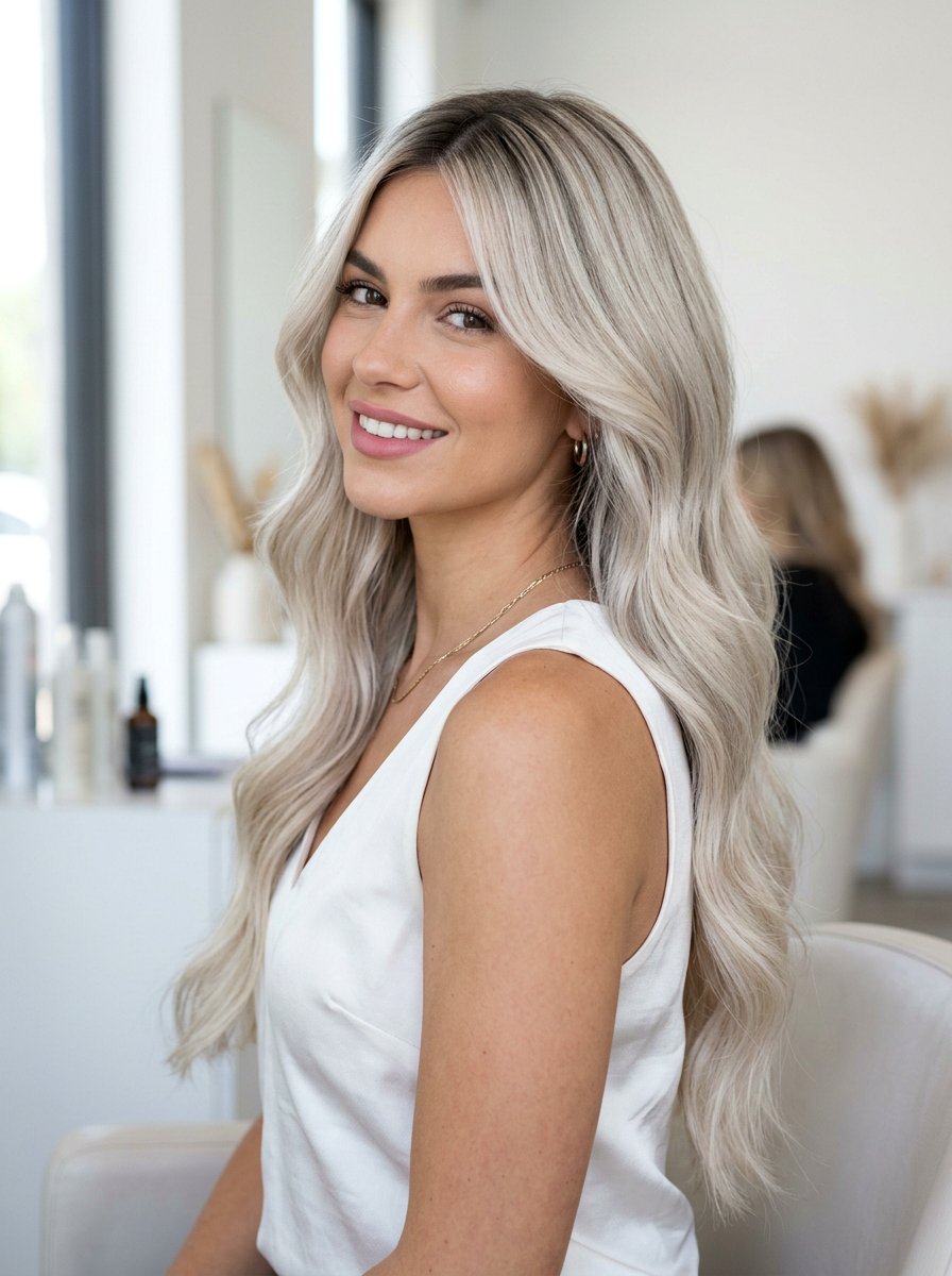 Icy Blonde Root Smudge Long Hair - 20 icy blonde with root smudge - 20 icy blonde with root smudge