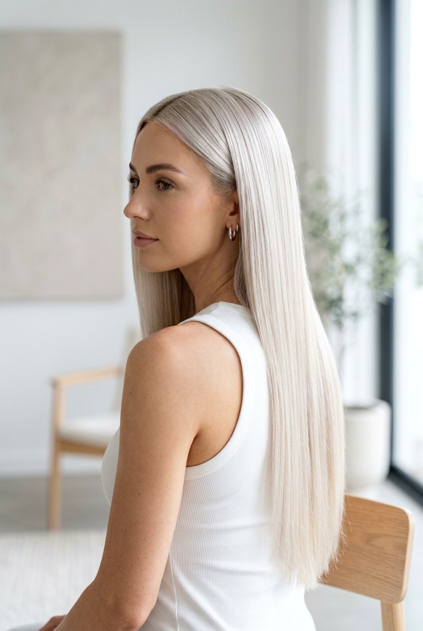 Icy Blonde Sleek Long Hair - 20 salon blonde refresh ideas - 20 salon blonde refresh ideas