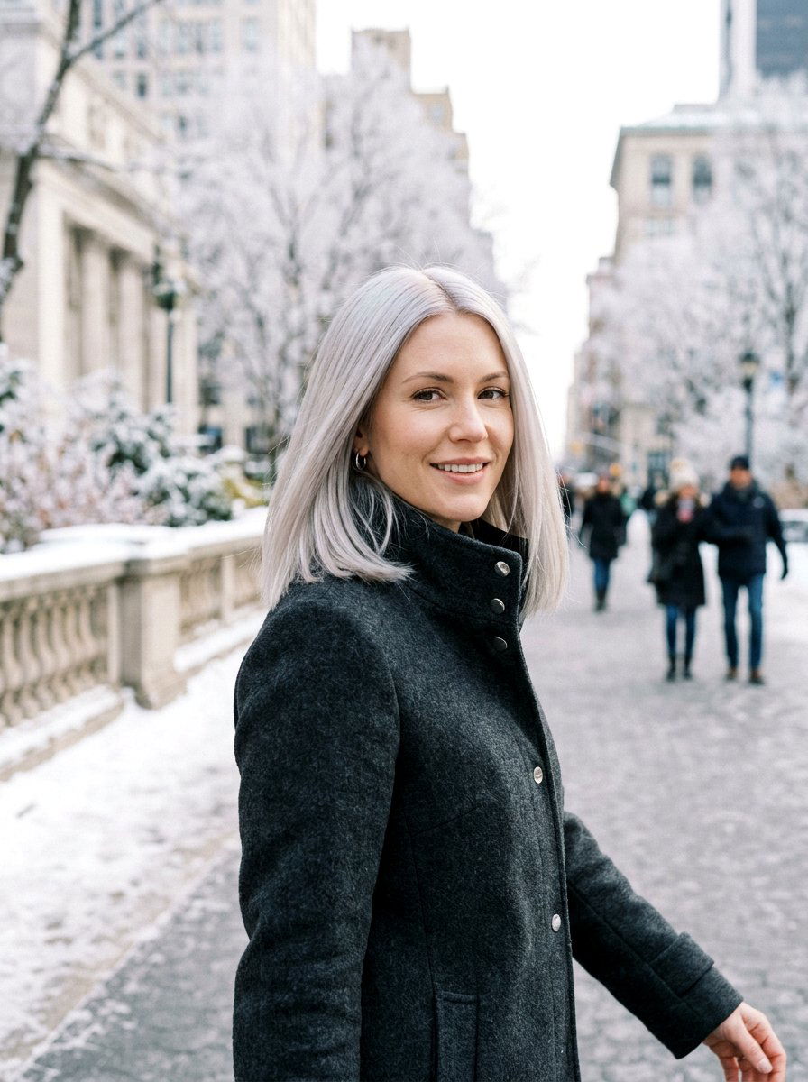 Icy Blonde Winter Lob - 20 winter lob haircut ideas - 20 winter lob haircut ideas